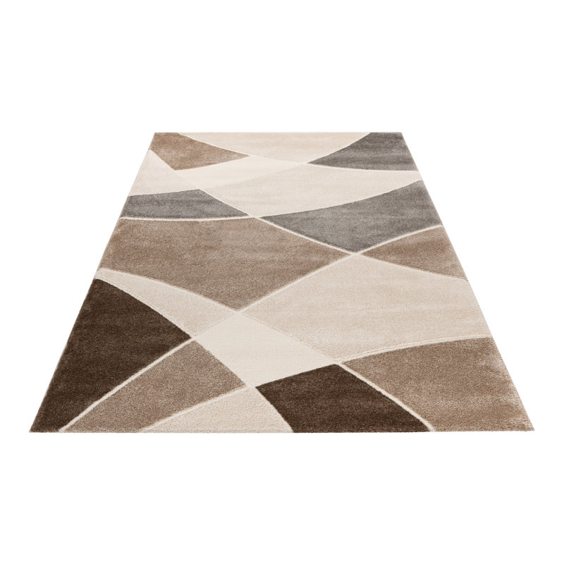Frisco Geometric Area Rug, Rectangular 120 x 170cm, Taupe