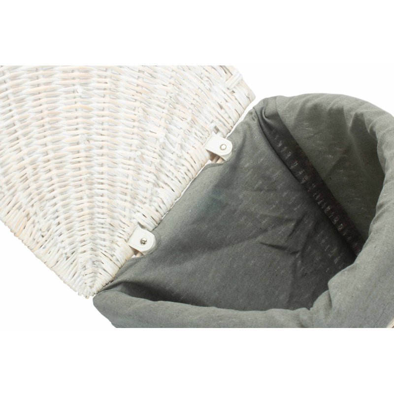 Wicker Corner Laundry Bin with Lining, 50" H x 33" W x 33" D, White