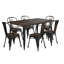 Solid Wood Top Metal Base Dining Table-440573153