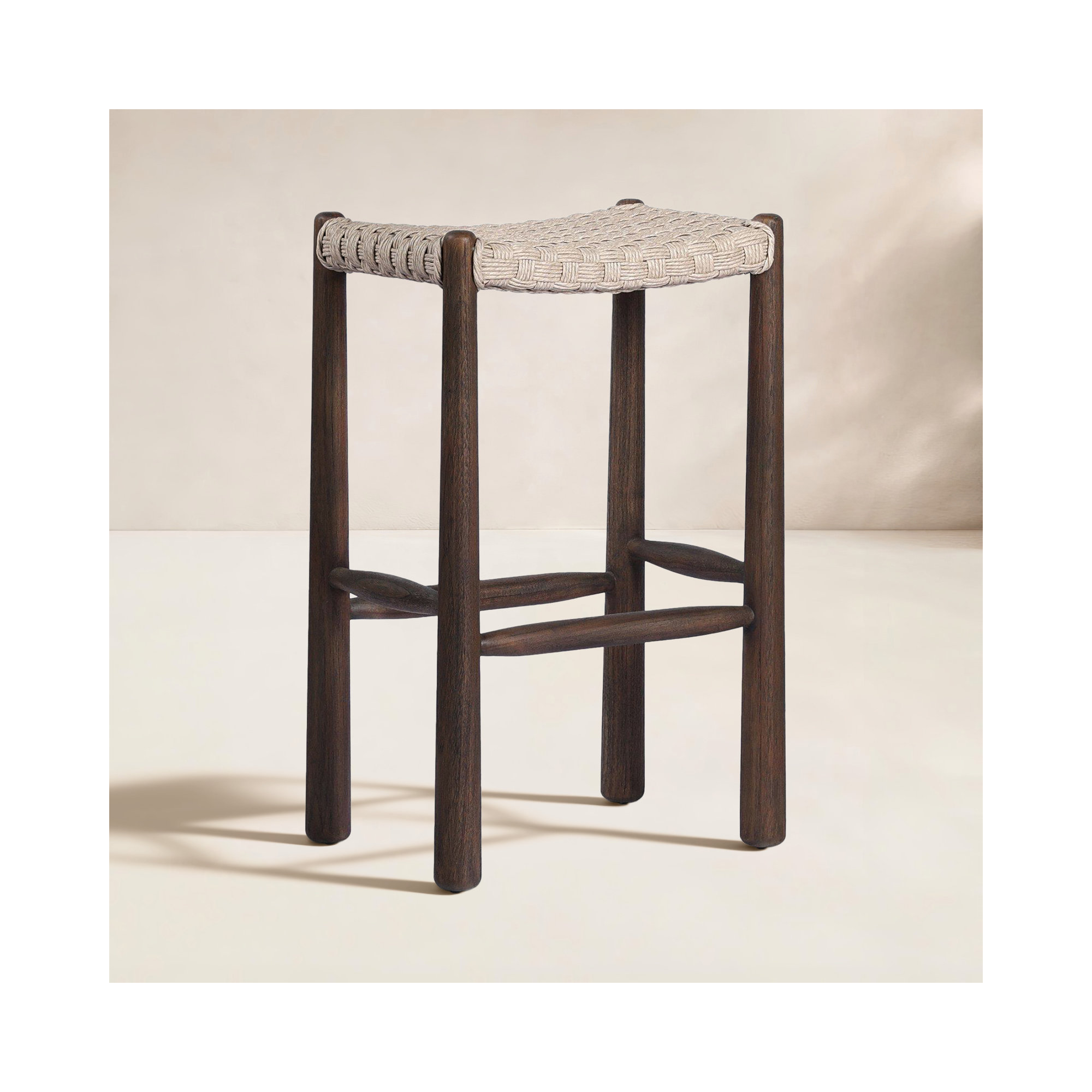 Savio Outdoor Stool-Dark Textured Woven-Counter, 30", Beige
