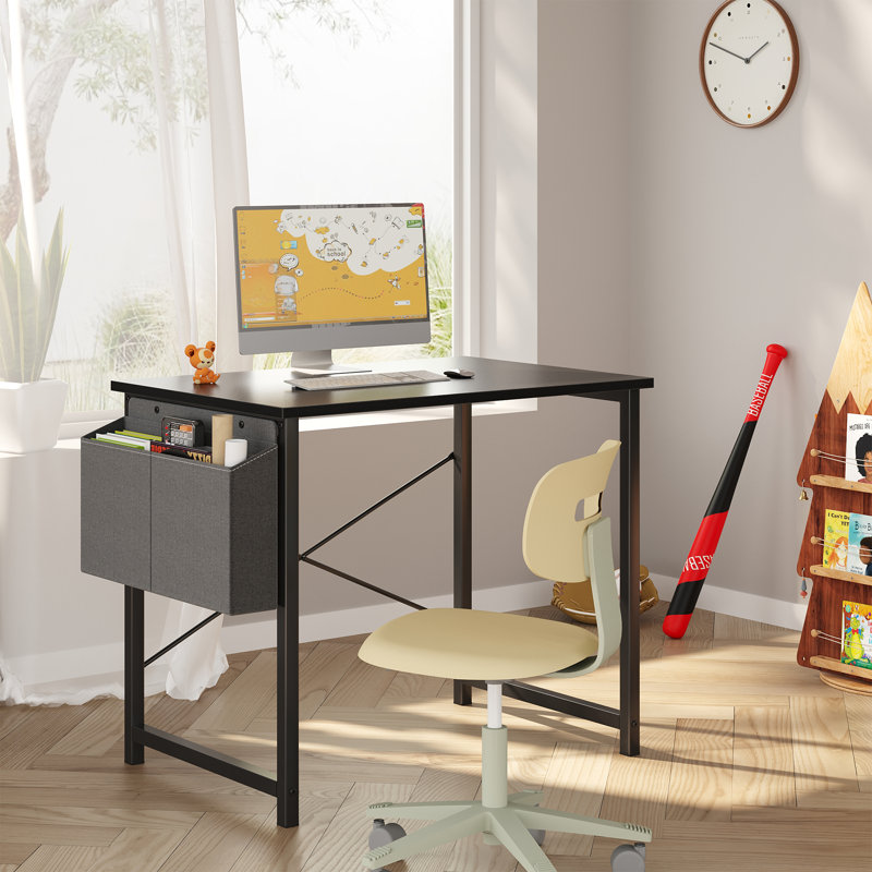 31" Computer Desk with Metal Frame, Waterproof Surface & Storage Bag – Ideal for Office Use, Black