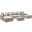 Canapé modulaire double 6 pièces avec lin beige, pieds interchangeables, coussins décoratifs, pieds décoratifs