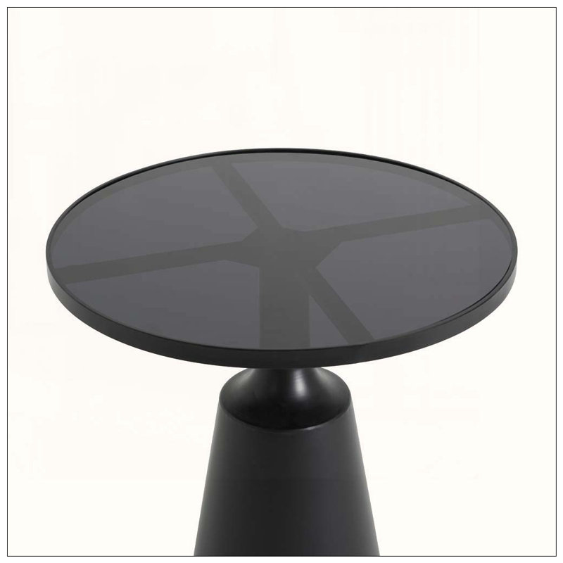 Table d'appoint ronde moderne avec plateau en marbre, Black,marble
