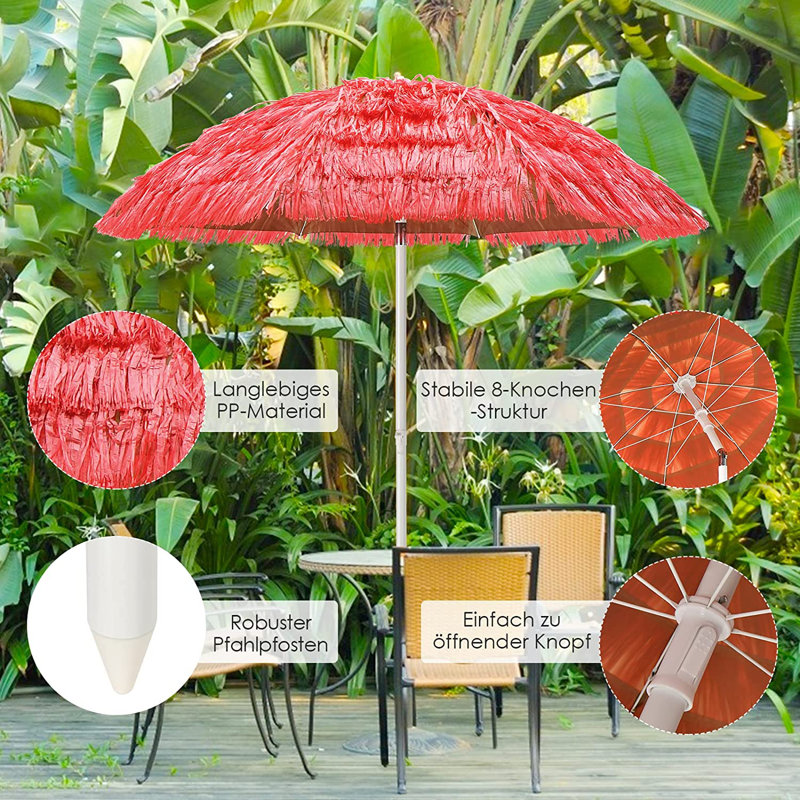 Godoy 200cm Beach Parasol, Red