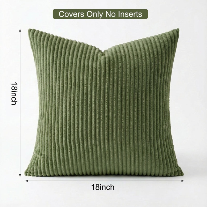Housses de coussin décoratif en velours côtelé, Vert-blanc