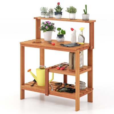  Table de jardin pour l'extérieur avec station de travail en teck