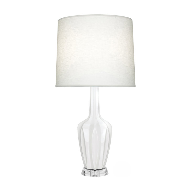 Emma Accent Lamp, Lily Glazed, 30" H x 6.25" W x 15" D, Ceramic/Acrylic