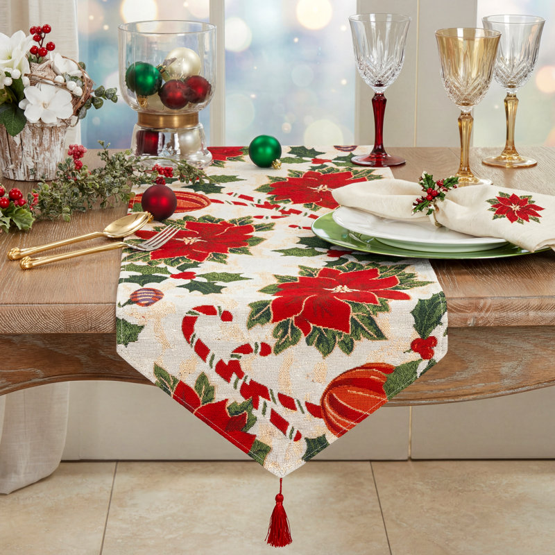 Chemin de table Holiday Poinsettia
