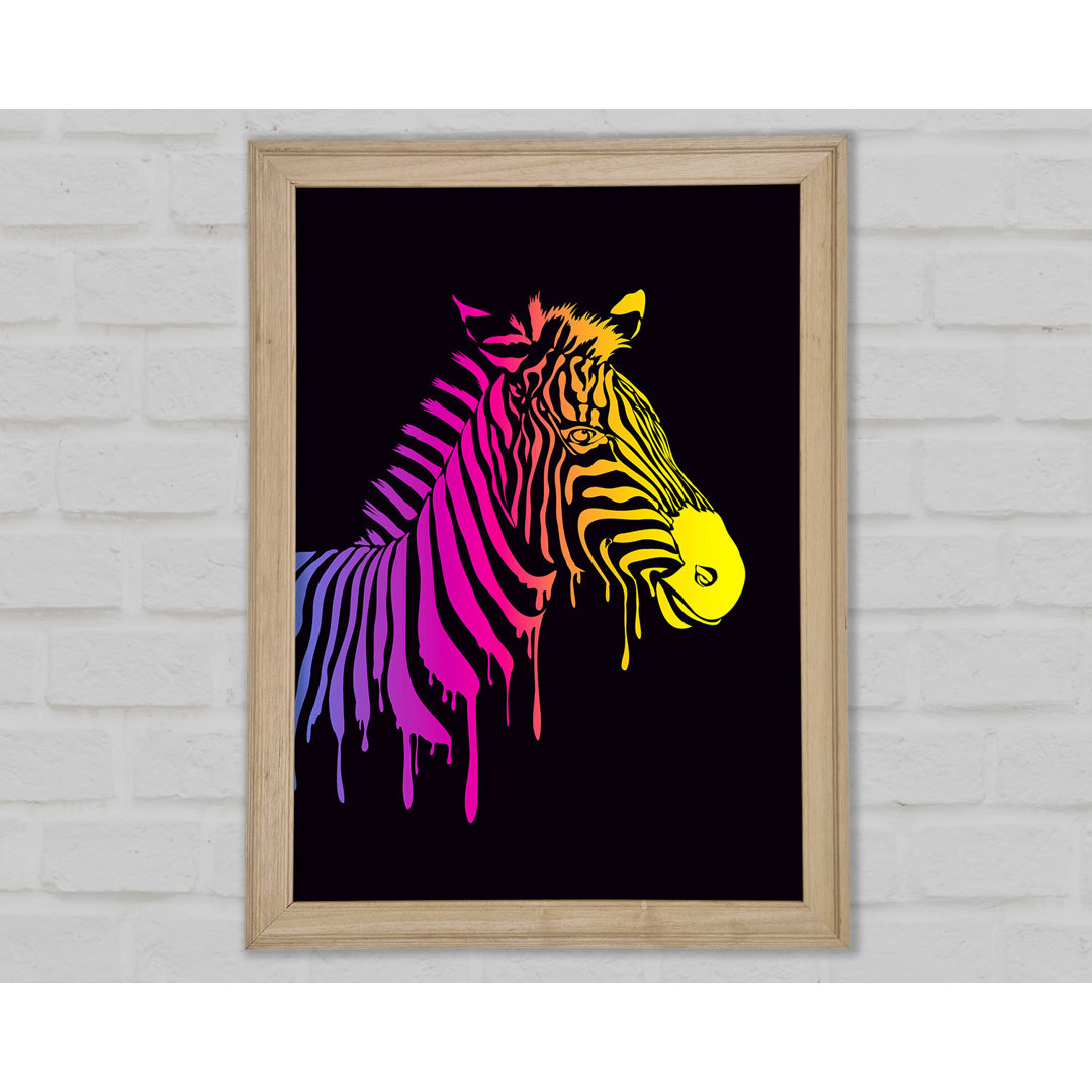 Zebra Regenbogen Gerahmter Druck