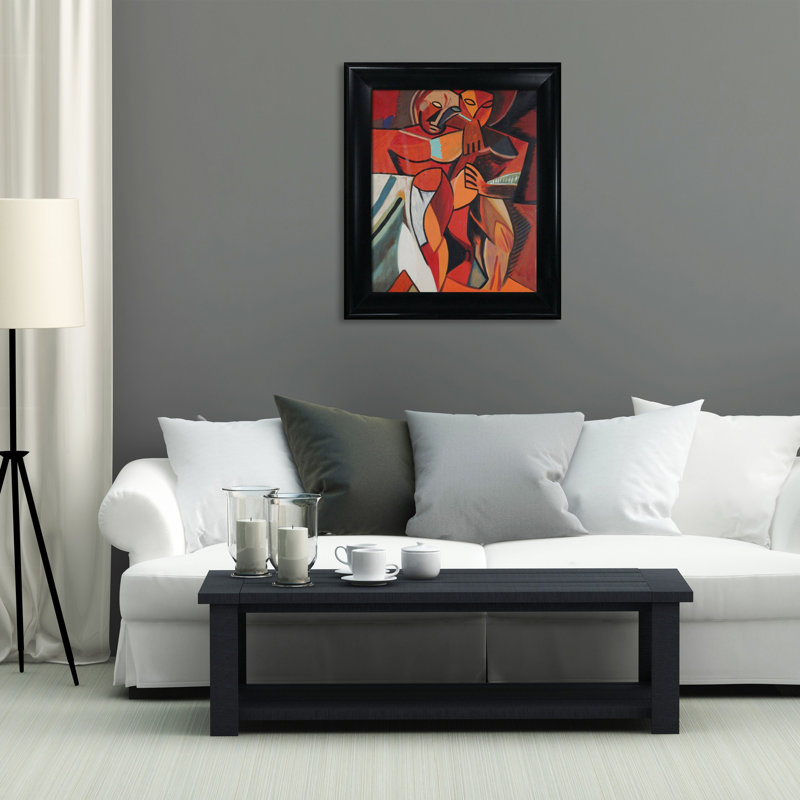 «L'amitie» par Pablo Picasso - peinture sur toile à cadre flottant, H 31 po x l 27 po, Noir mat noir