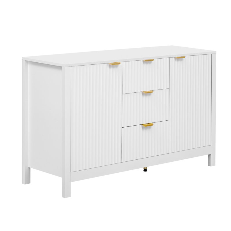 3-Drawer Sideboard With Metal Handles For Hallway, White