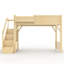 Lit mezzanine simple avec garde-robe et espace de rangement intégrés, lit mezzanine en bois massif avec tablettes à côté, garde-corps pleine longueur et escalier, aucun sommier nécessaire-133411373-133411372