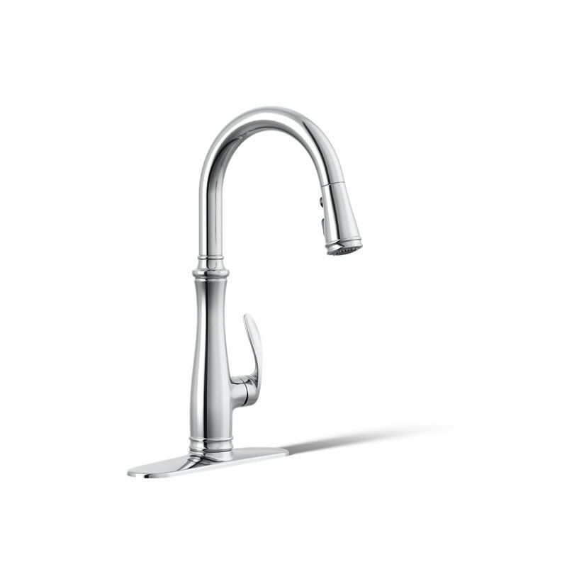 Bellera® Pull Down Single Handle Kitchen Faucet with Handle and Supply Lines, Polished Chrome