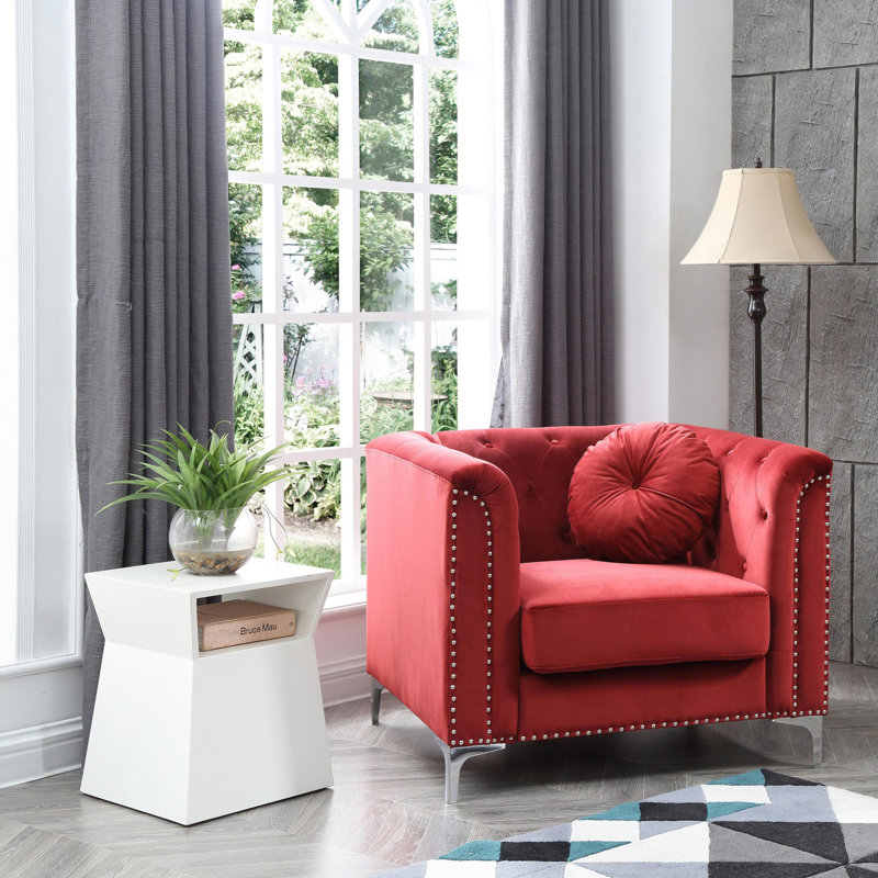 Soho Upholstered Armchair, Burgandy Velvet