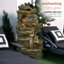 Outdoor Rock Waterfall Floor Fountain with LED Lights, 51", Brown