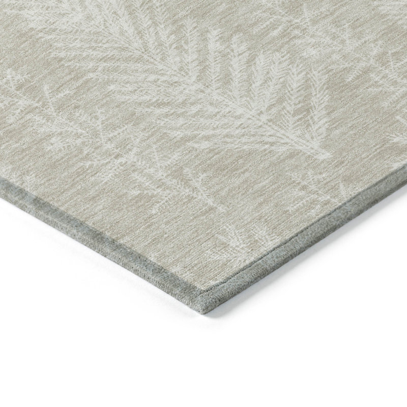 Beige Synthetic Rectangular Indoor/Outdoor Washable Rug