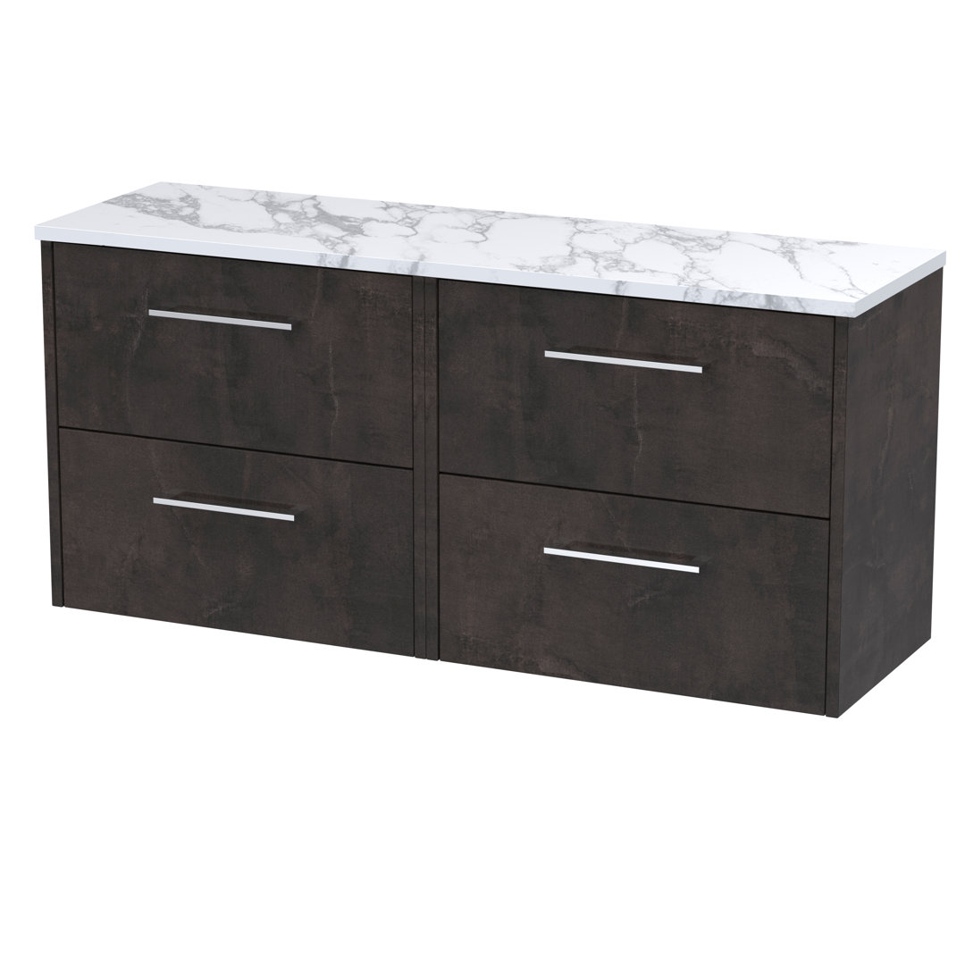 Hudson Reed Juno 1200Mm Wall Hung Vanity Unit - 4 Drawers - Metallic Slate - Image 2