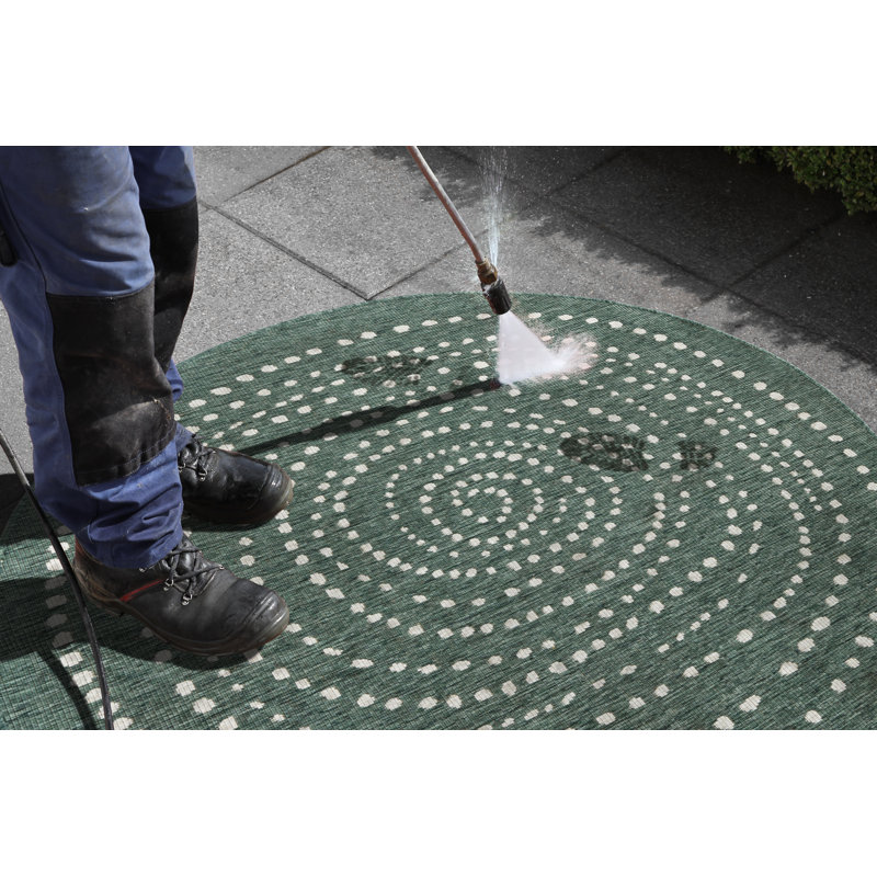 Bali Flatweave Green Rug, Round 200cm