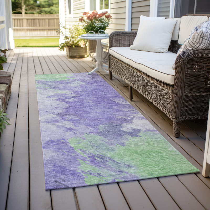 Braeas Purple Washable Indoor-Outdoor Rug - LOOMLAN, 2'3" x 7'6"