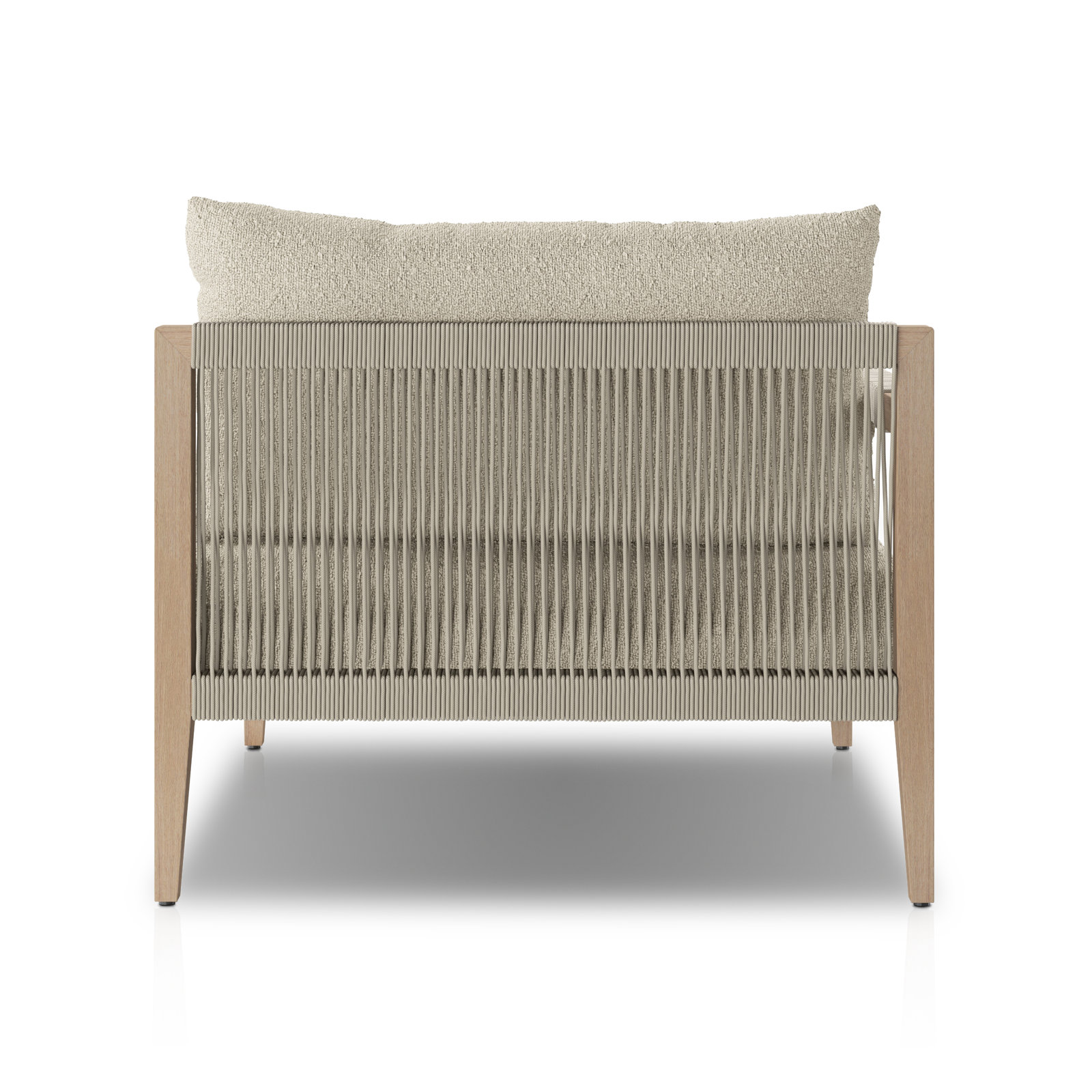 Kristine 33'' Outdoor Teak Chaise Lounge, Fiqa Cream Boucle, Washed Brown/Gray