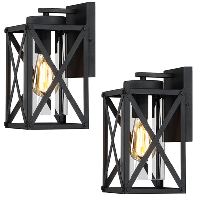 Lanterne murale d'extérieur à revêtement électrique noir H 11,06 po Alyasia