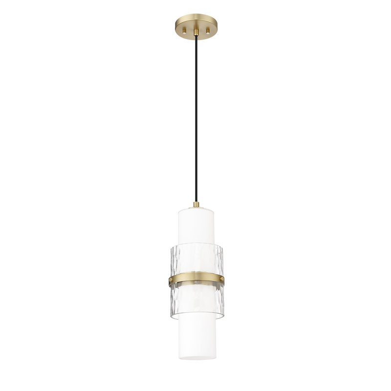 Luminaire suspendu cylindrique à 1 lumière Yamir, Or moderne