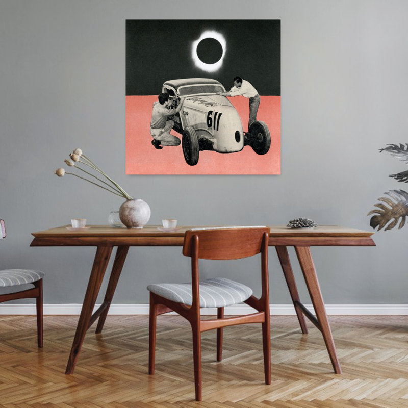 Art contemporain rétro surréel, H 32 po x l 32 po