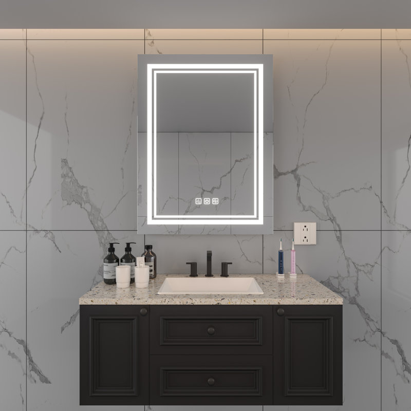 Kaeleah Frameless Lighted  Wall Mirror, 32" X 24"