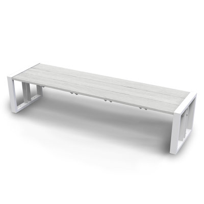 Matte White Aluminum Frame 70.88 in. Composite Outdoor Garden Bench in Icelandic Smoke White