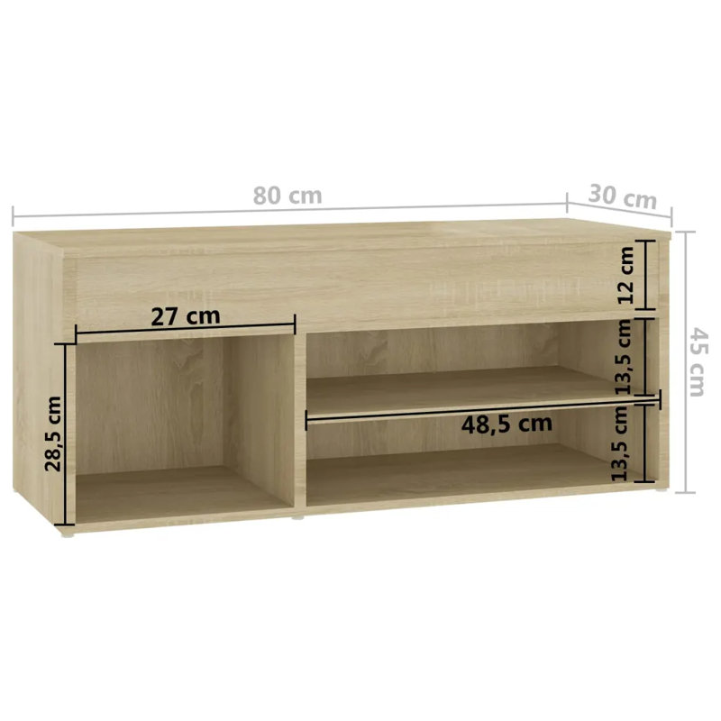 5 Pair Shoe Storage Bench, Sonoma Oak