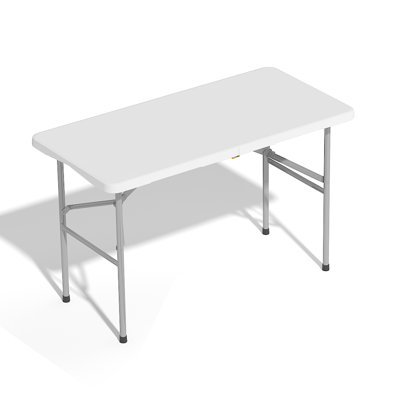 Table pliante en plastique de 47,6 po, tables de salle à manger robustes portables avec fonction de verrouillage et poignée de transport
