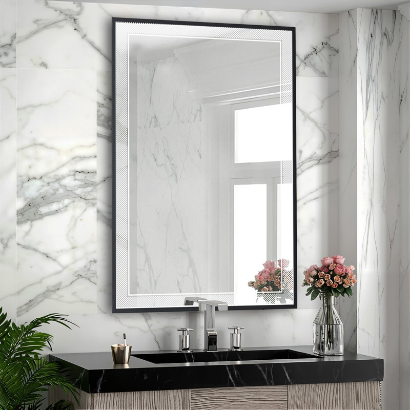 Miroir de salle de bain à DEL 3 couleurs à intensité variable, 36 po x 24 po