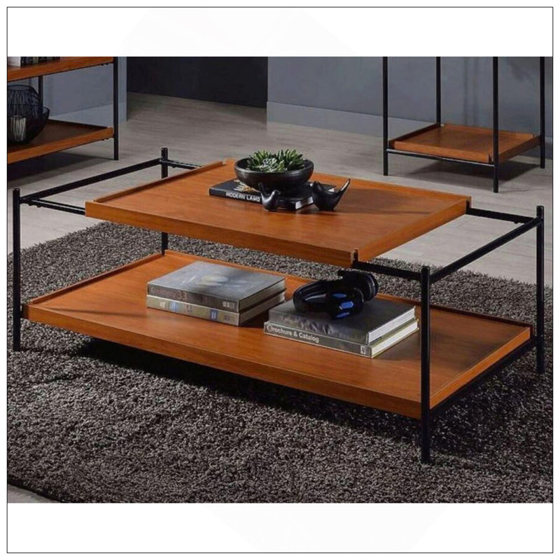 Table basse polyvalente rectangulaire avec tablette pour plus de fonctionnalité