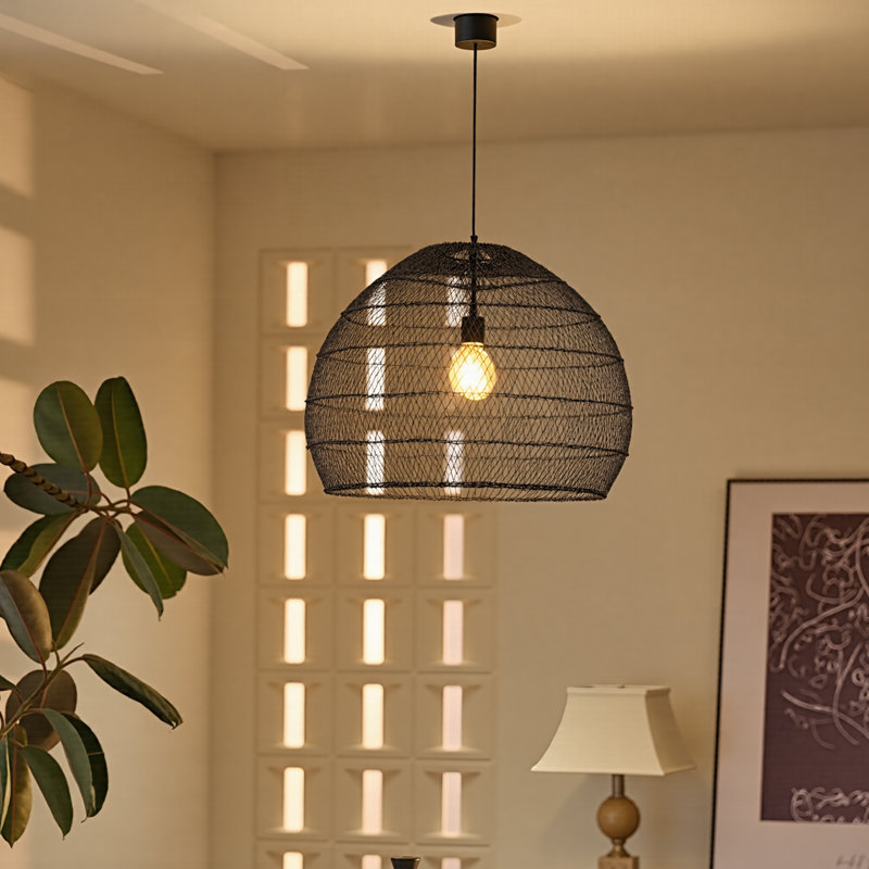 Aracelie 1 - Light Matte Black Dome Pendant, 15.74" H x 15.74" W x 15.74" D