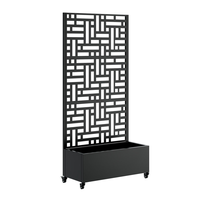 Mobile Metal Planter Box With Trellis, Privacy Screen, Modern Design