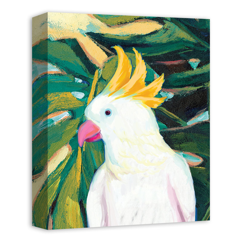 Cacatoès gai sur toile, H 14 po x l 11 po x P 1,25 po
