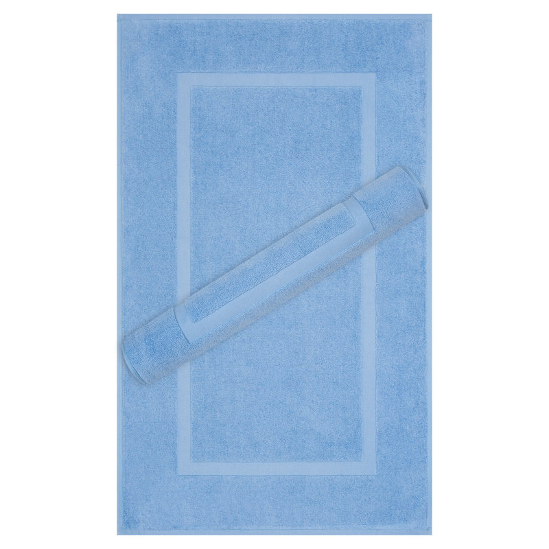100% Cotton Bathmats for Bathroom, 2 Pack Soft Absorbent 20x34 inches Quick Drying Floor Mats, Sky