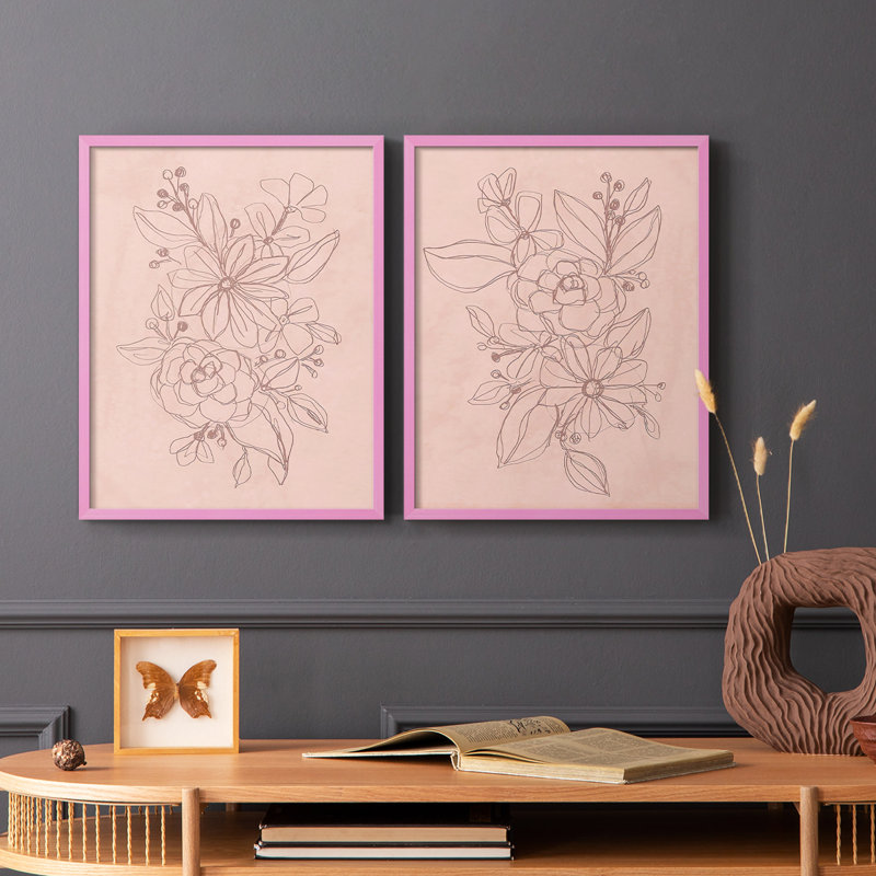 «Rosetone Blossoms I», reproduction encadrée de qualité supérieure - prête à être accrochée - aucun clou requis - aucun clou requis