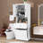 Tall Bathroom Cabinet With Tilt-Out Laundry Hamper Basket And Upper Storage, Storage Cabinet With Two Doors, Adjustable Shelf And Drawer-306262775