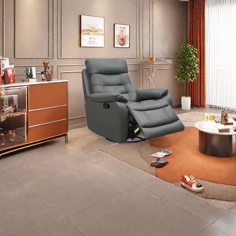 Fauteuil inclinable en similicuir Morehart, Similicuir gris foncé