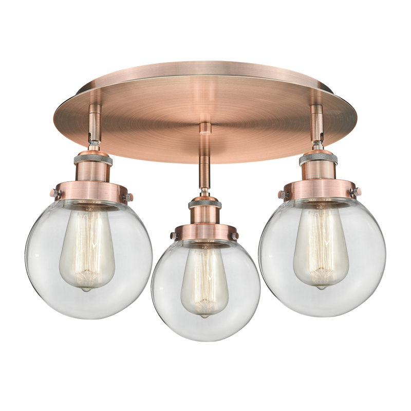 Plafonnier encastré Alfonsa, Transparent, Cuivre antique