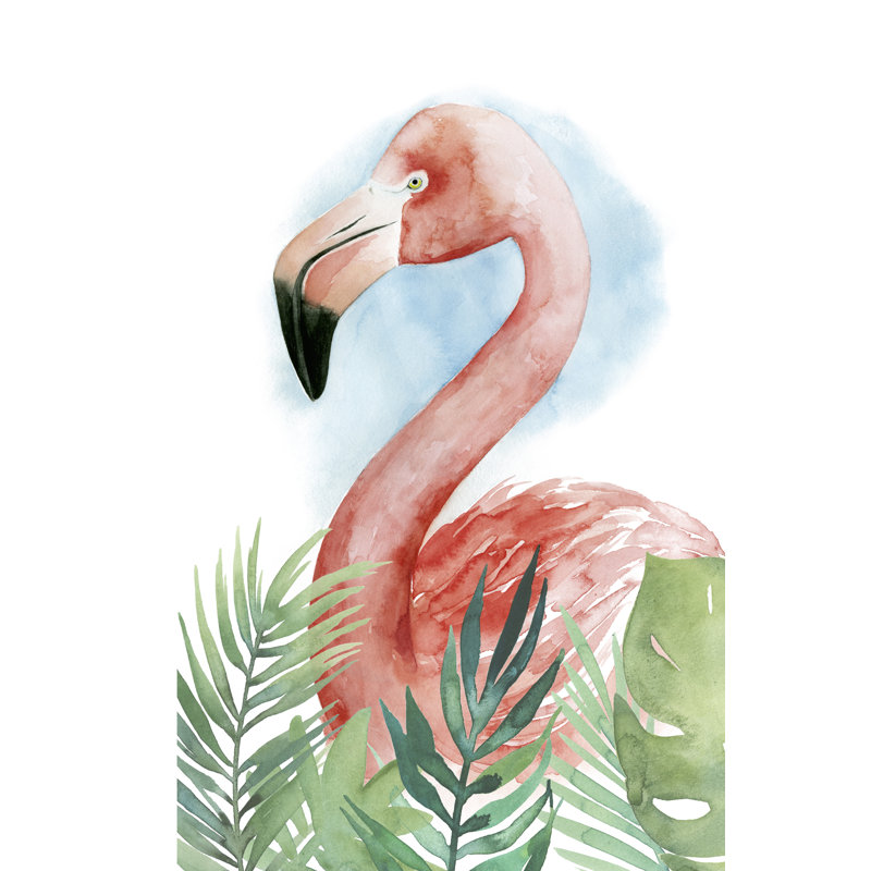 Flamingo Composition II by Grace Popp - Painting Print, 122cm H x 81cm W, Black Floater Framed
