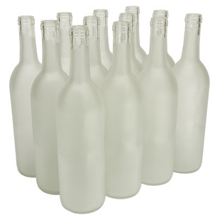 6 Pack Empty Clear Frosted Glass Wine Bottles for Decorations,  Centerpieces, DIY Crafts (750ml, 12.75 In)