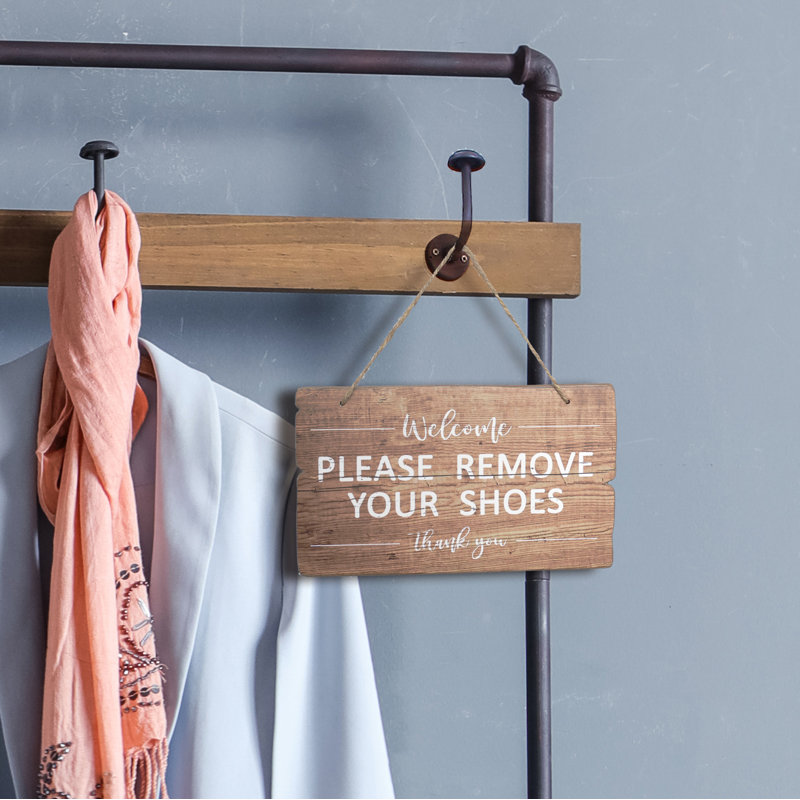 No Shoes Sign Handmade Rustic Wall Decor