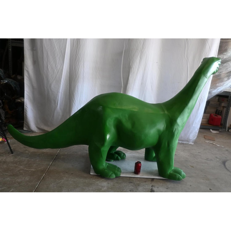 Statue de brontosaure vert géant en dinosaure en aluminium 90 po x 23 po x H 47 po