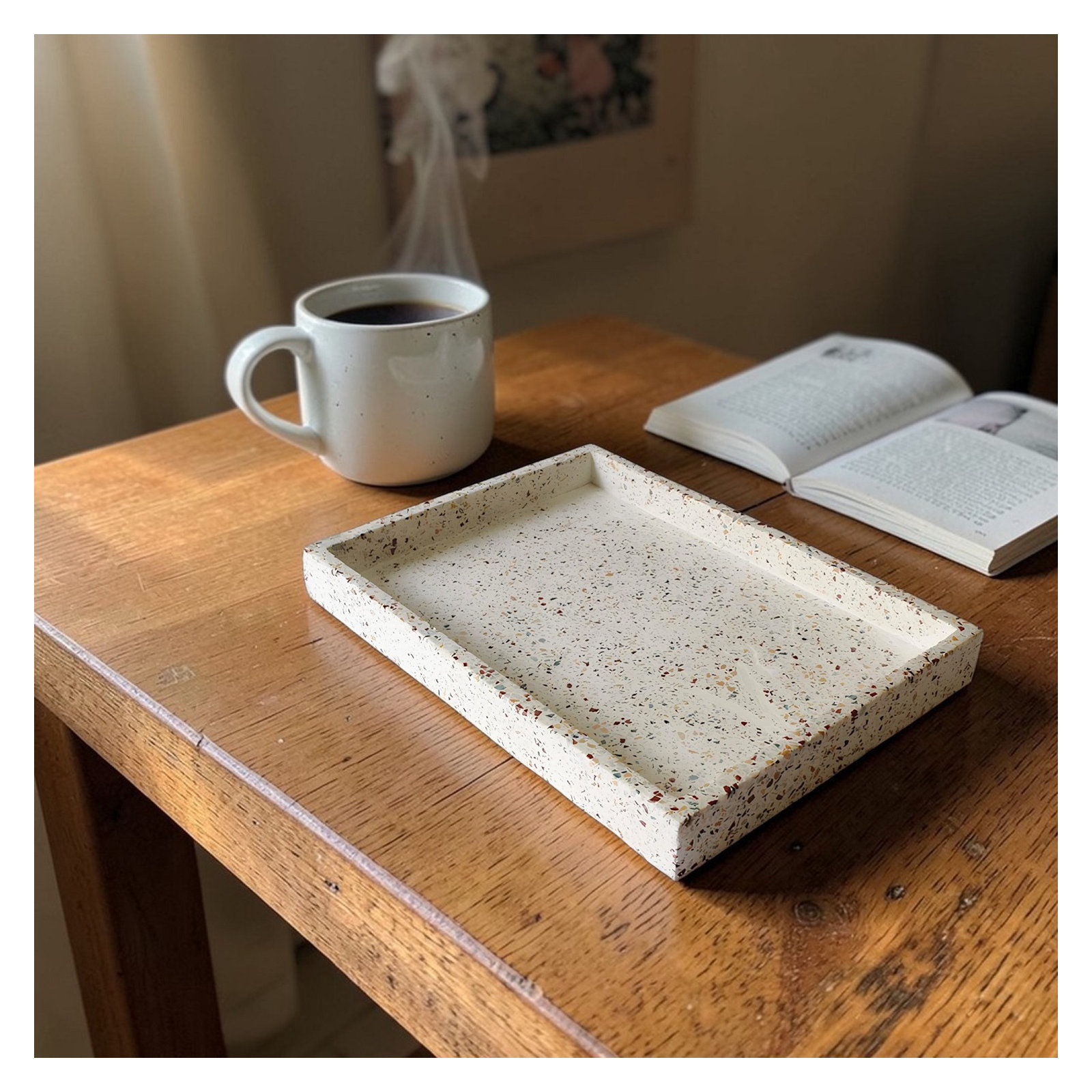 Balko Terrazzo Tray - Set of 1, 1.5" H x 14" W x 10" D
