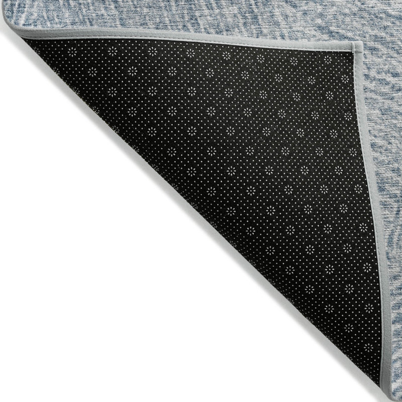 Denim Blue Rectangular Washable Synthetic Rug