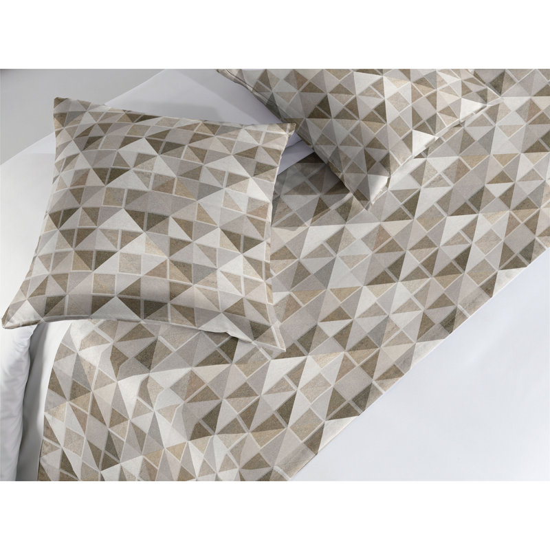 Ambesonne Mosaic Bed Runner Set Wall Art Geometric Square  Charcoal Grey Eggshell, King