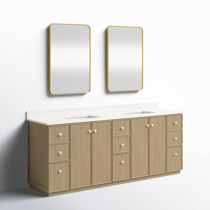 Meuble-lavabo double l 84 po Waubun, Chêne naturel