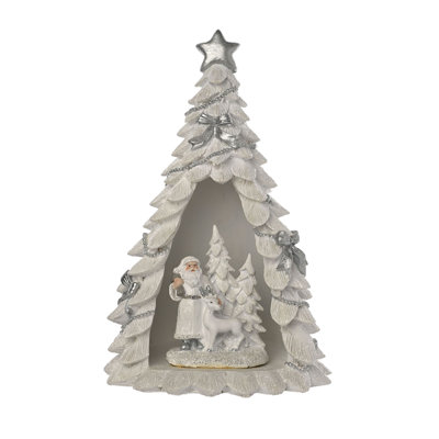 LED Freestanding Santa and Reindeer in Christmas Tree